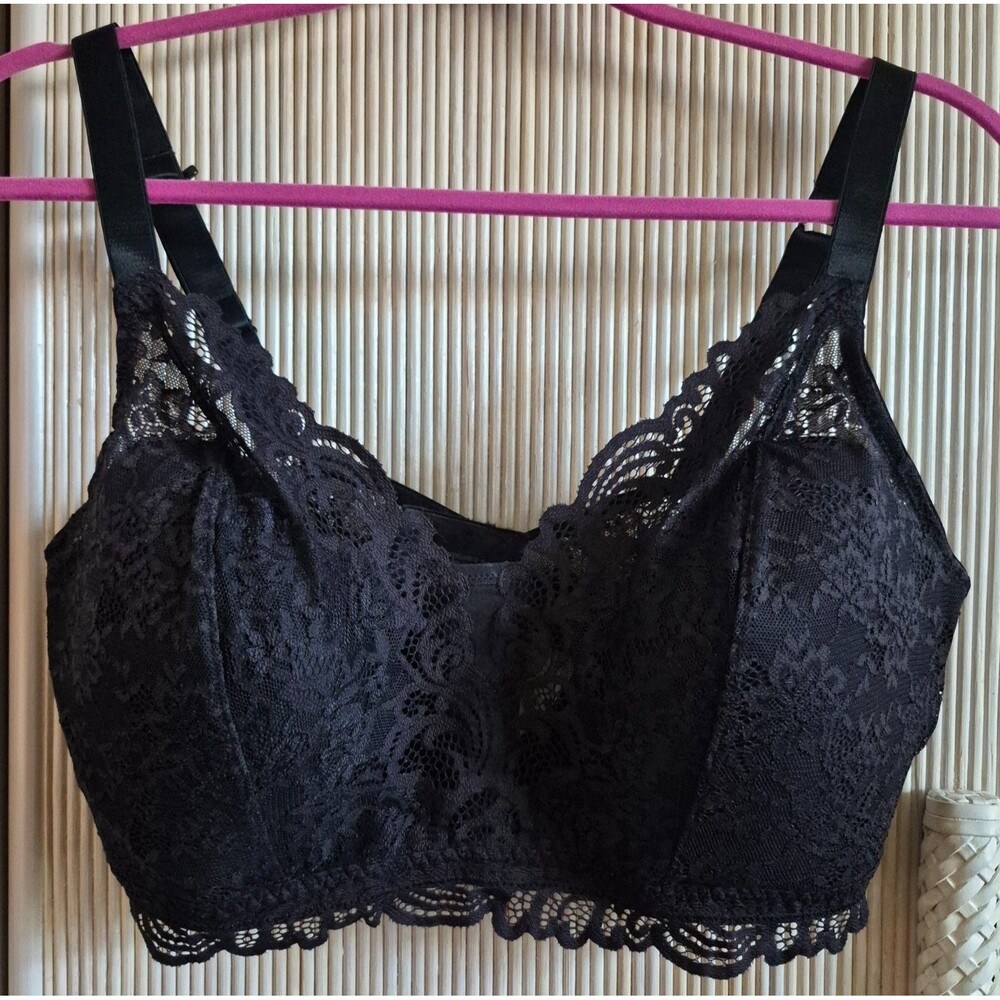 Bali Bra Size 2XL Black Lace Wirefree Comfort Lined No Slip Adjustable Straps